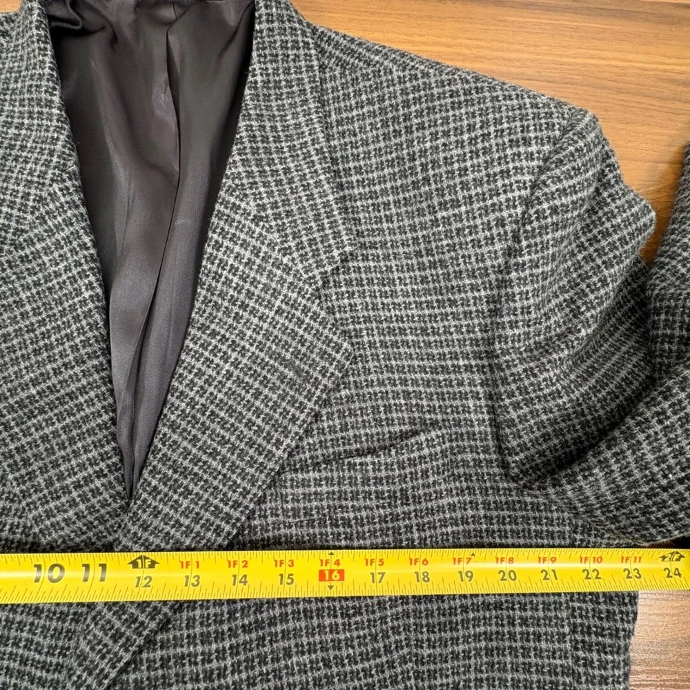 Bill Robinson 46R Grey Check Plaid Wool Lambswool‎ 3-Button Blazer Sport Coat